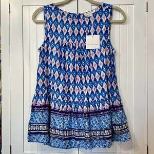 NWT Beachlunchlounge Lee Moroccan Tile Sleeveless Peplum Top
